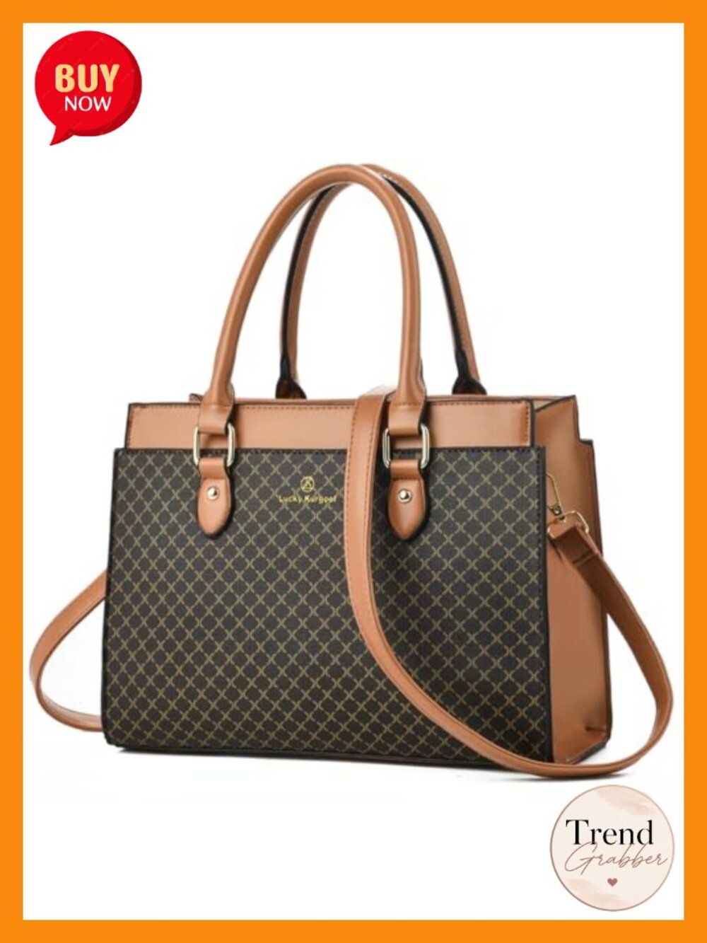 Dual-Tone Faux Leather Tote Satchel Crossbody Handbag